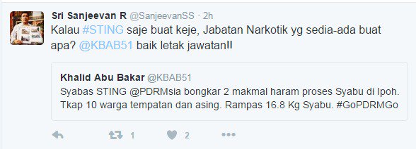 azimBoss1's tweet photo. haish xabis2 nk tunjuk kebodohan sndr! .dua dua mainkn peranan yg sama lah membanteras jenayah nakotik bro @SanjeevanSS https://t.co/0irJpigbLA