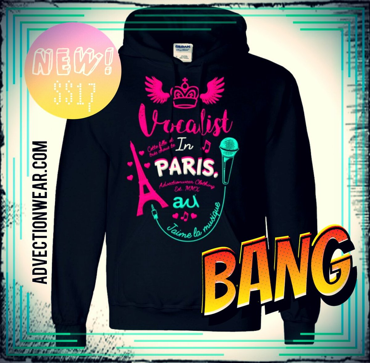Calling all #female #vocalists #singers Take a look @ our #SS17 #womens #hoodie #parisian #style on advectionwear.com Get 25% off now!