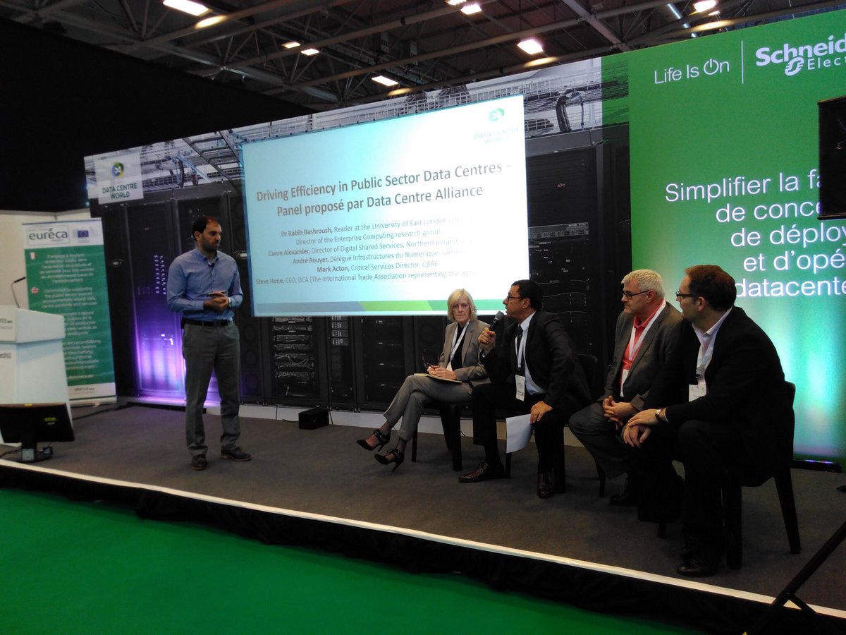 GreenITAms's tweet photo. The @EURECAproject panel and talks at @DCW_Paris have started! #GreenITWeek #Green #Datacenter https://t.co/kE2hFYS97B