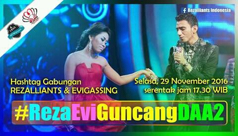 #RezaEviGuncangDAA2
Alhamdulillah <a href="/DA2_Reza/">ReZa zAKarya DA2</a> &amp; <a href="/DA2_Evi/">EVI_MASAMBA_REAL</a> on air bareng di DAcademy Asia 2 @IndosiarID