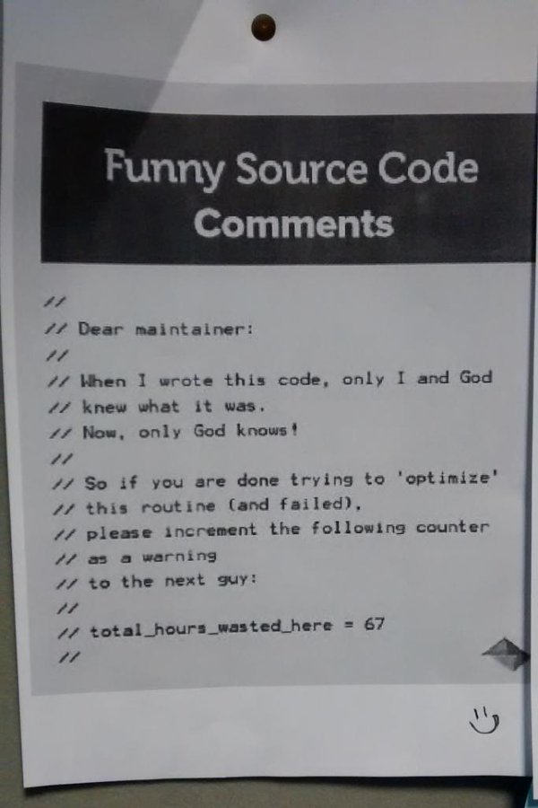 code_4_all's tweet image. Best code comment ever #code4all
