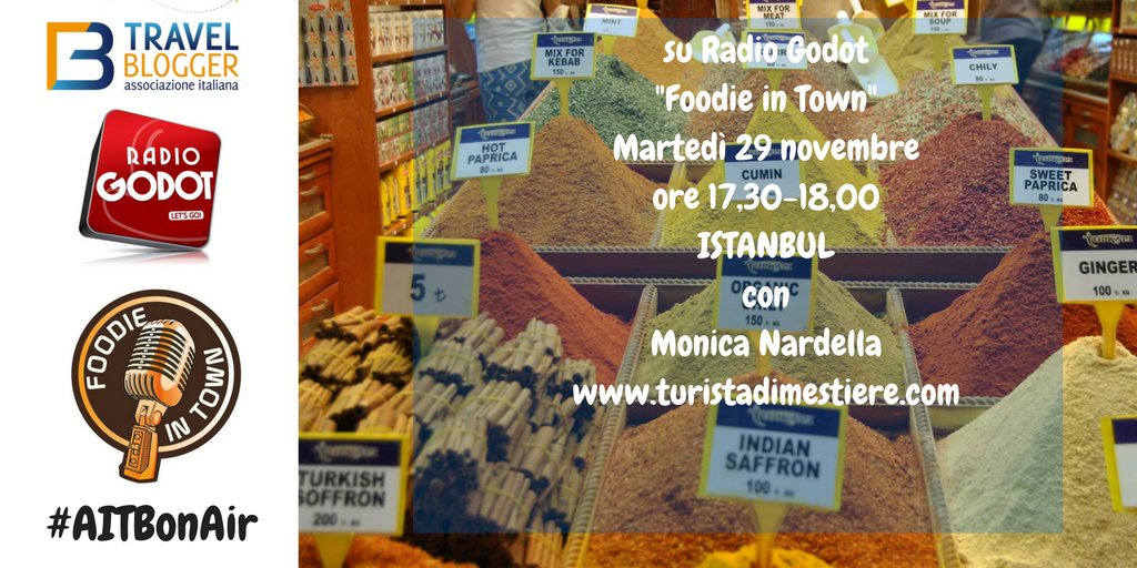 Vi ricordate che oggi pomeriggio <a href="/touristtrade/">Turista di Mestiere</a>  Sarà a <a href="/RadioGodot/">Radio Godot</a> per parlare di Istanbul? #AITBonAir <a href="/TurismoTurchia/">Turismo Turchia</a> @TK_ITALIA