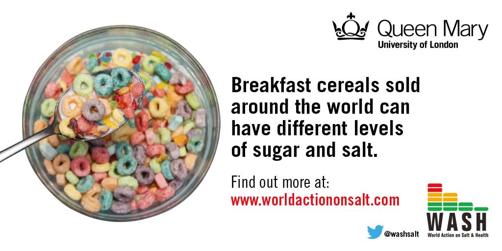 WASHSALT's tweet photo. New international survey reveals huge differences in the sugar &amp; salt content of global breakfast cereal brands https://t.co/LoTDmAf08C https://t.co/Vo0XRYHVEz