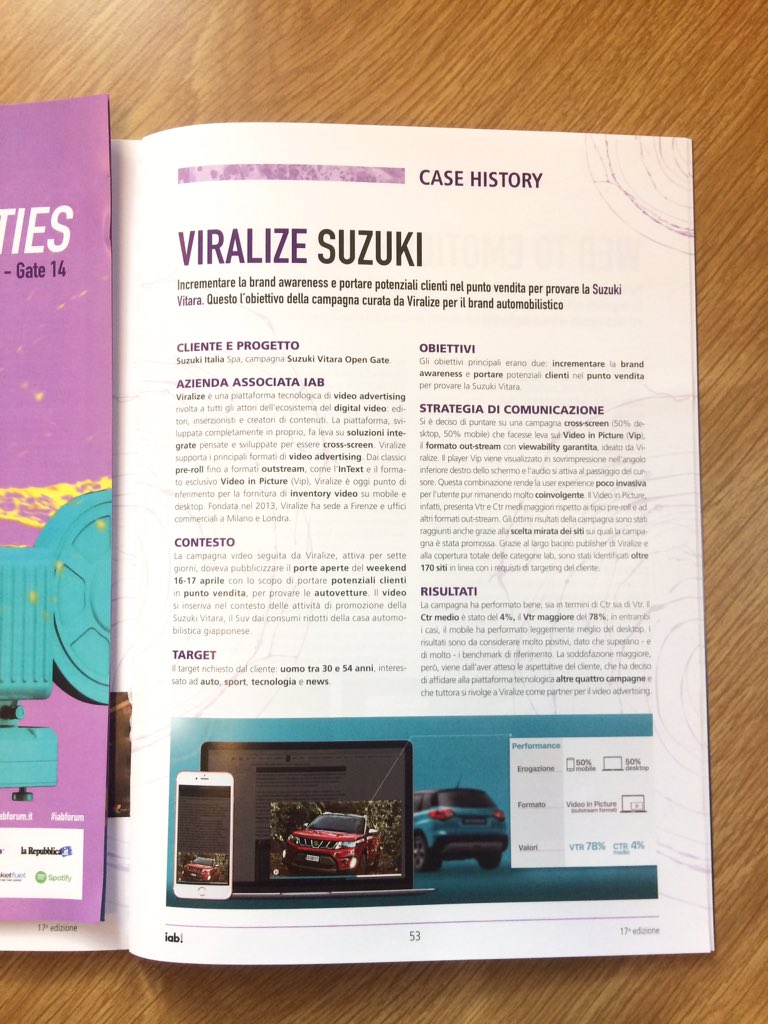 Viralize's tweet image. Live from #IABForum2016 read more about Viralize and our case study with @SuzukiIT at page 53! #Viralize #videoadv #iabforum #bestpractice