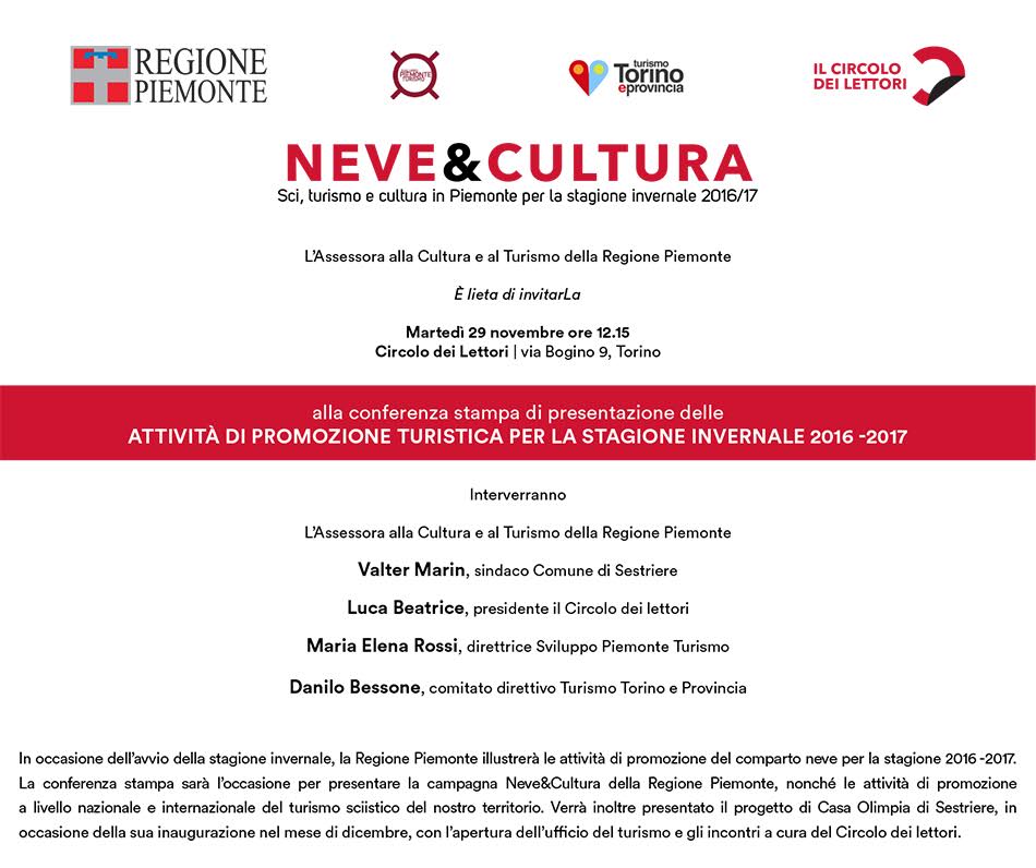 Sci, turismo e cultura!
Pronti per la conferenza stampa di #neveecultura al #CircoloLettori.