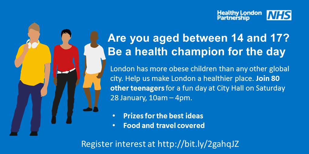 Do u have teenagers aged 14-17? Would they like to be a Health Champion 4 a day? Details: bit.ly/2gahqJZ #GWDLdn #greatweightdebate
