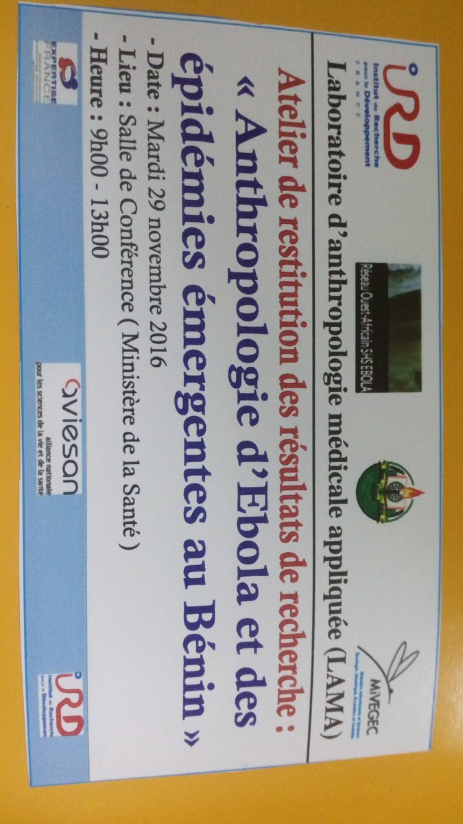 absaliou's tweet photo. Allocutions à l'ouverture de l'atelier de restitution des résultats de recherche prog #EbBen cc @ird_fr #wasexo #Team229 #MiVEGEC #UAC #fb https://t.co/X8nvCEKqdb