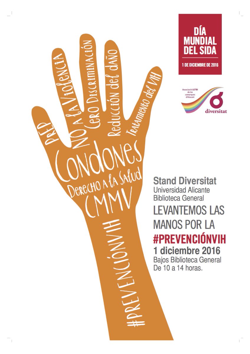 diversitat's tweet photo. El 1 de Diciembre nos vemos en la Biblioteca General de la @UA_Universidad, de 10 a 14. Prueba Rapida VIH con el CIPS y reparto de condones https://t.co/S1BdewDvFf