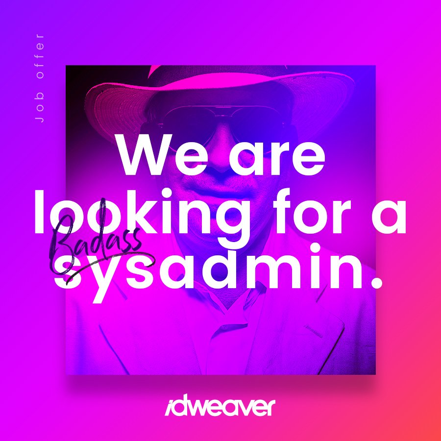 idweaver's tweet photo. Contact us! 
Job offer: https://t.co/0EsB6tElv8  
#joboffer #sysadmin  #badass https://t.co/tMjkfHtxGR