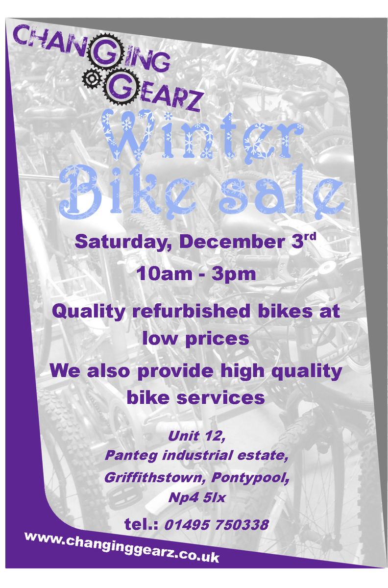 Please could all followers please retweet to advertise our xmas bike sale this Saturday. many thanks.