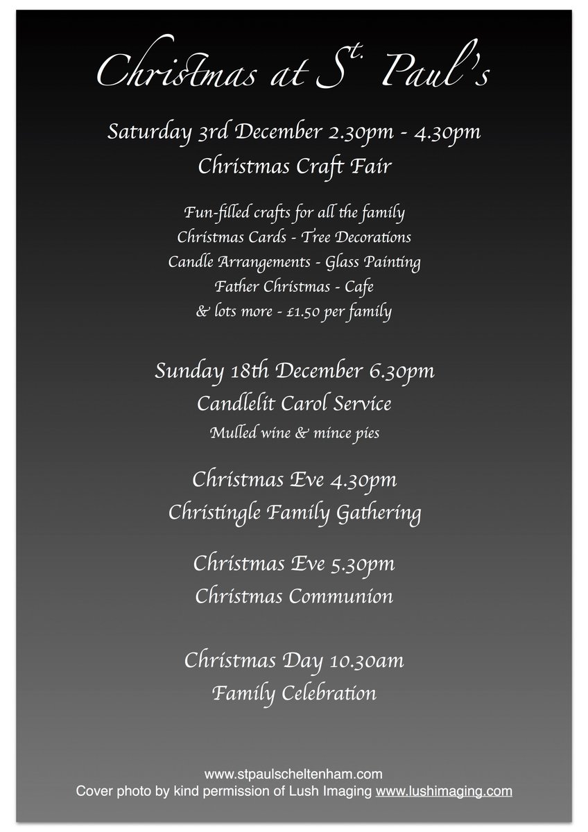 This Saturday, it's our Craft Fair which takes place from 2.30-4.30pm. Make decorations, enjoy refreshments and a visit from Santa!