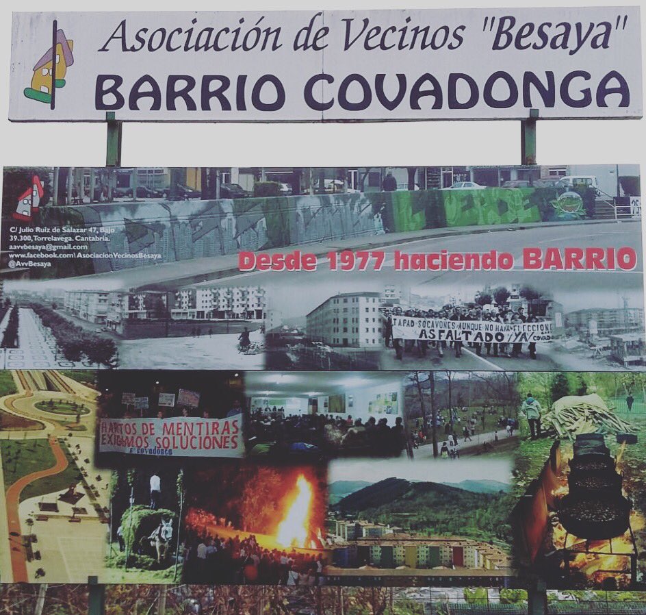 AVVBesaya's tweet photo. Estrenamos nuevo cartel en el #BarrioCovadonga "desde 1977 haciendo Barrio" #torrelavega https://t.co/LUsLuC0yZN