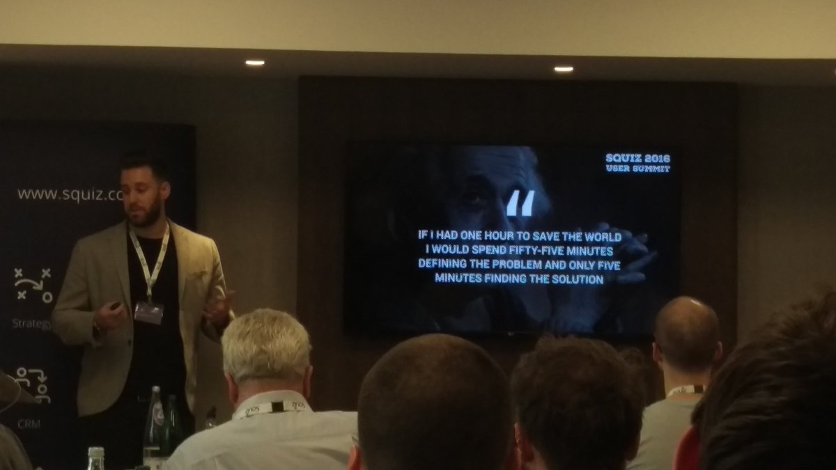 AdamTheFrank's tweet photo. Lead with the best - "If you haven't understood the problem, you're solving the wrong thing" @tobymargetts of @squizuk at #squizedinburgh16 https://t.co/uLSHjP2Hai