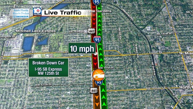 Broken down Car on I-95 SB Express at NW 125th St #traffic https://t.co/YPSWUI80QN