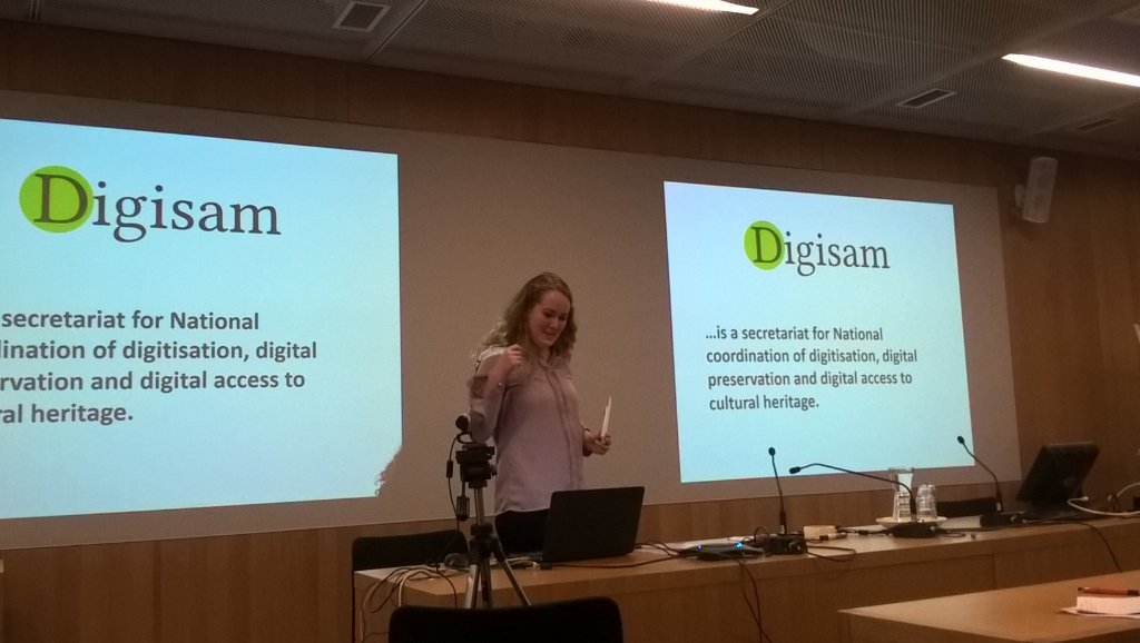 CarinaMJ's tweet photo. @MoaRanung talking about #digisam , from 2017 on part of Swedish National Heritage Agency. #openglam #avoinsuomi https://t.co/DYCVkca0QU