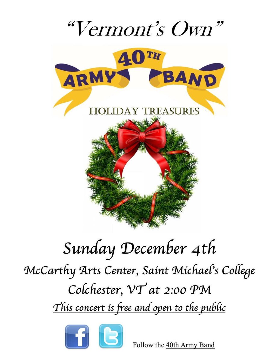 40thArmyBand's tweet photo. Are you coming to our #Holiday #concert Sunday? #ShareWithFriends #Christmas https://t.co/fla4oPe7ne