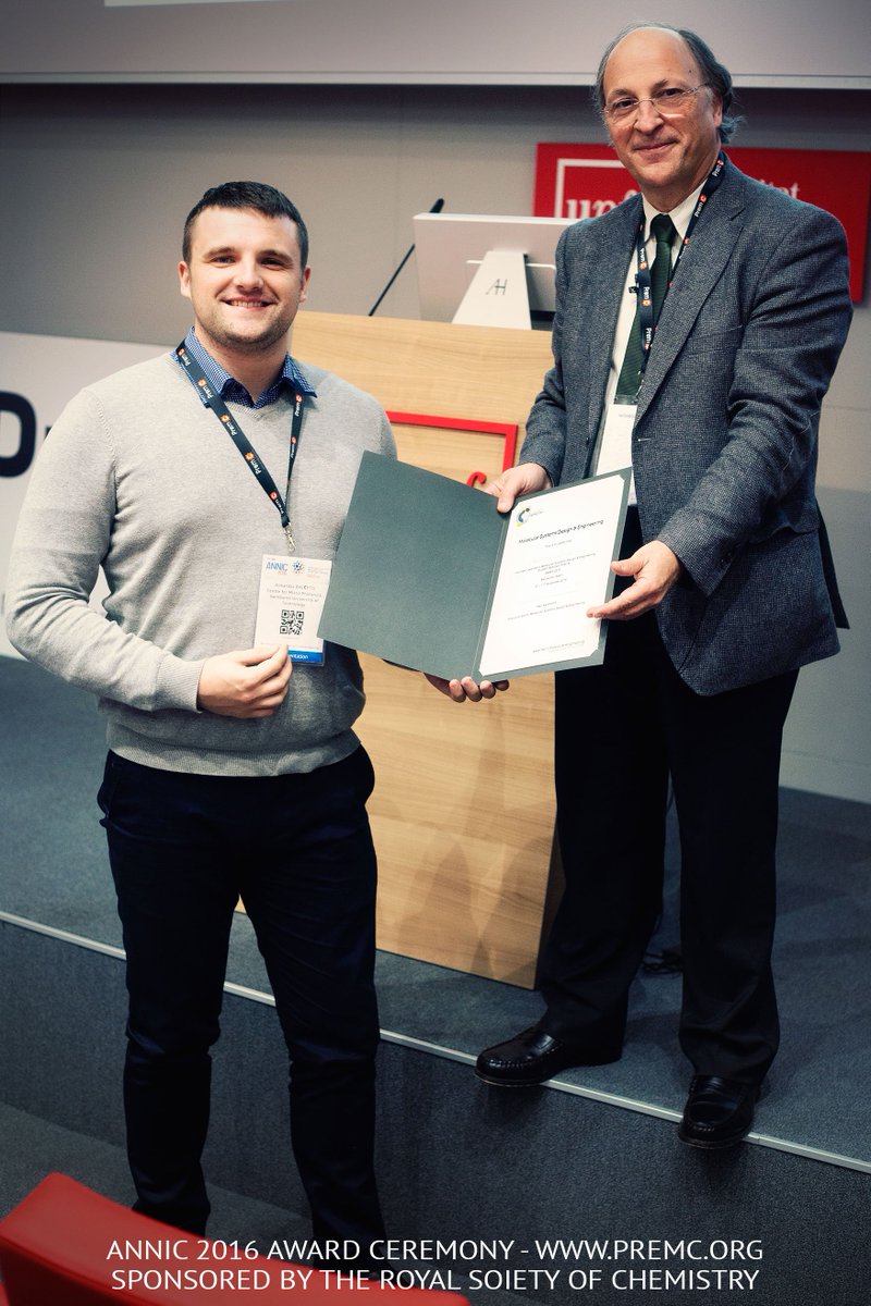 annic_nanotech's tweet photo. Congratulations to Armandas Balcytis from @Swinburne for winning best student abstract prize at #ANNIC2016 --- sponsored by @RSC_MolEng https://t.co/fW5qyGDQiP