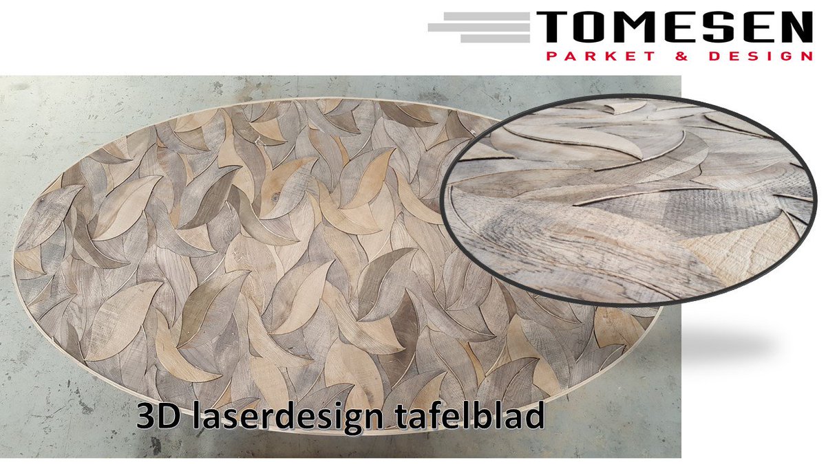 Van de week weer een paar mooie 3D laserdesigns geleverd in vorm van tafelbladen. Laat uw ideeën de vrije loop en neem contact met ons op.