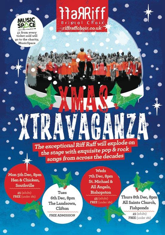 RiffRaffChoir's tweet photo. @VisitBristol @BristolCouncil @bristol247 Join us at our 'Xmas Xtravaganza' concerts: 5th - 8th Dec! #RaffPack #ReducedRiffRaff https://t.co/pqFiyZgQAi