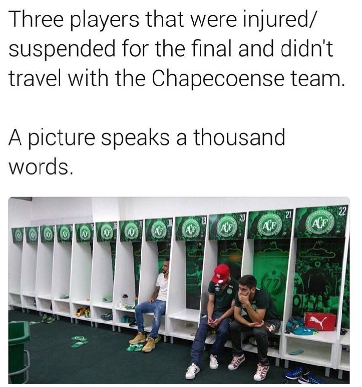 Images_Image's tweet photo. Prayers go out to those who lost their lives in this tragic accident today. @ChapecoenseReal #ForçaChape🏾 #RIPChape https://t.co/uBhPC51git