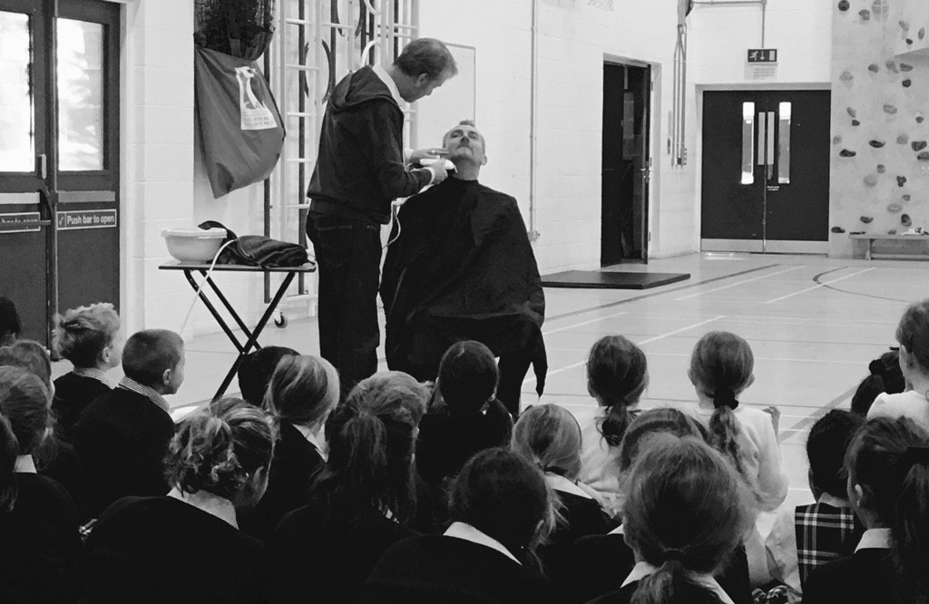 StGabrielsNews's tweet photo. Definitely a #onlyatstgabriels moment Mr Dove's #Movember moustache disappears. https://t.co/9tPIvwmSMj