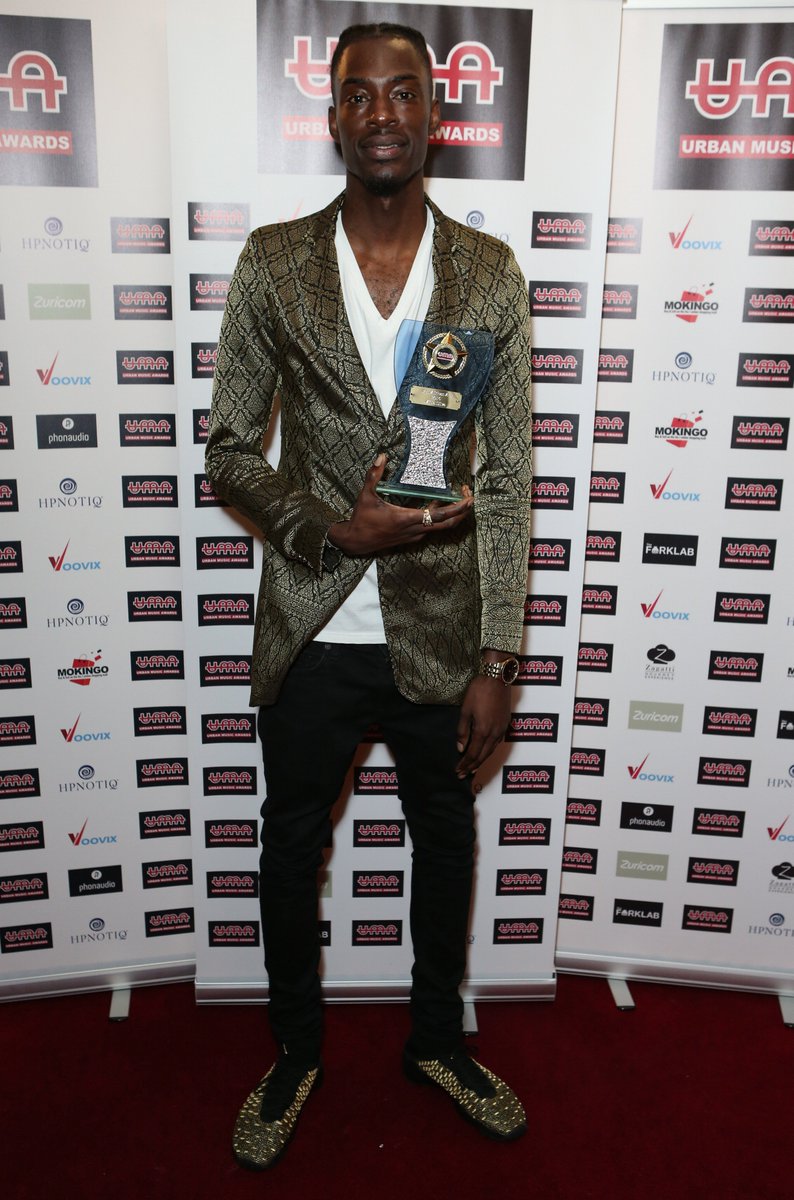 Urbanmusicaward's tweet photo. @MistaF2DSilva backstage after winning #BestAfricanAct sponsored by @mokingomarket at the #UrbanMusicAwards on Saturday! #UMA #UMA2016 https://t.co/AY1JRWucU8
