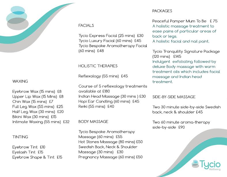 TycioWellbeing's tweet image. Brand new treatment list for new salon/spa opening in Rhiwbina Sat Dec 3rd. Celebrate with us - Prosecco, Gifts, Mini Treatments and more...