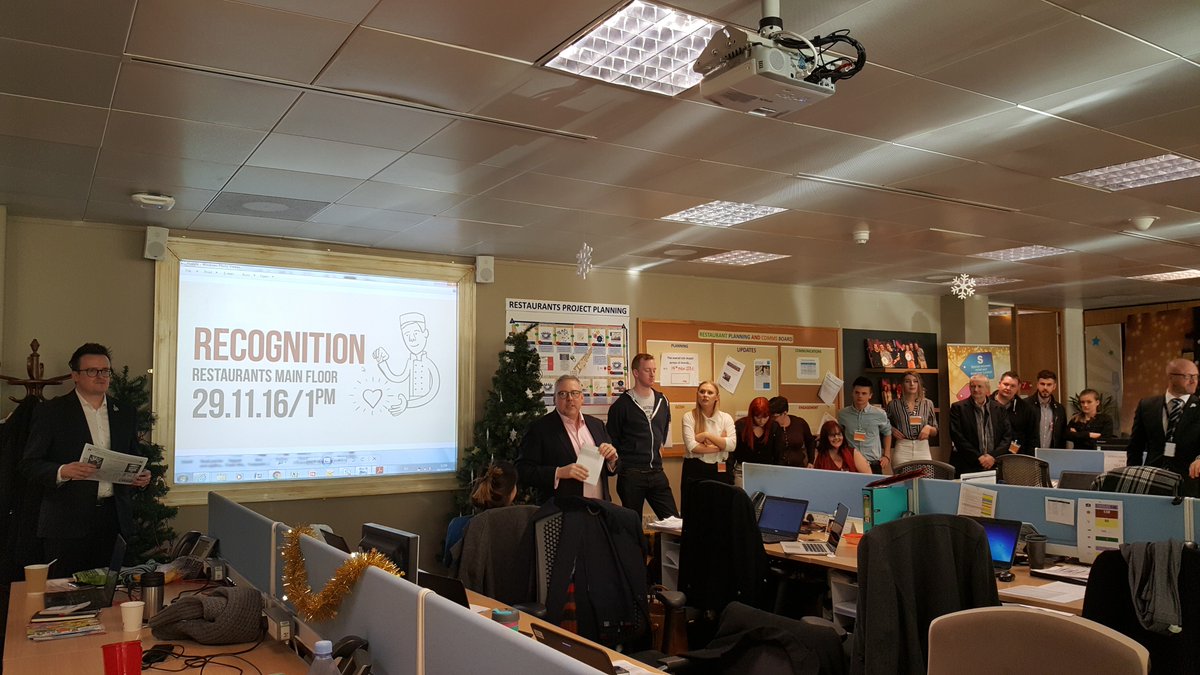 Recognition at Whitbread Court in front of all the Restaurant Team in Support Centre, recognising our SUGM story of the week winners!