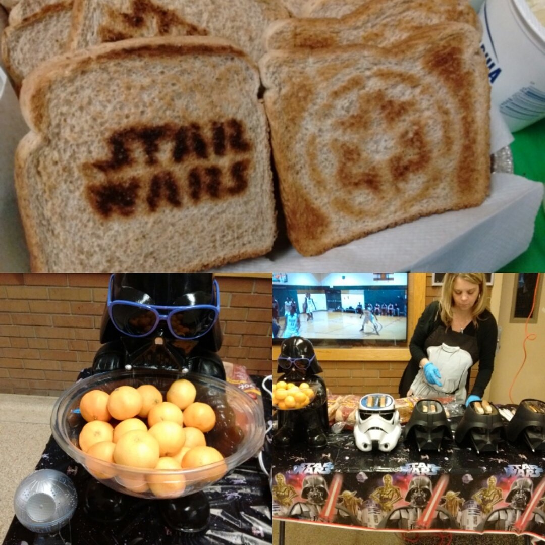 StarWarsCop's tweet image. It's that time for  the #StarWars  #breakfastprogram here at Chaminade College Ss. #community #darkside #DarthVader