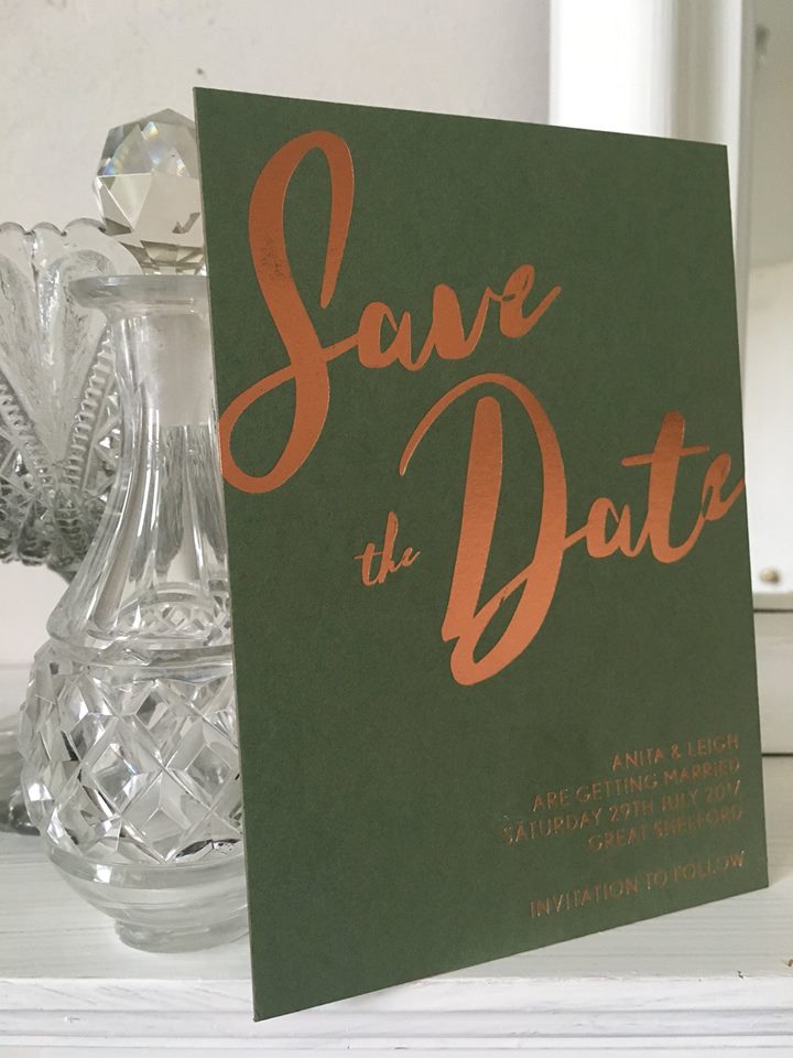 emilyandjo's tweet photo. The same copper foil used in two very different ways. #bespokestationery #foiling #weddingstyle #Couture https://t.co/cBO85Bnc54