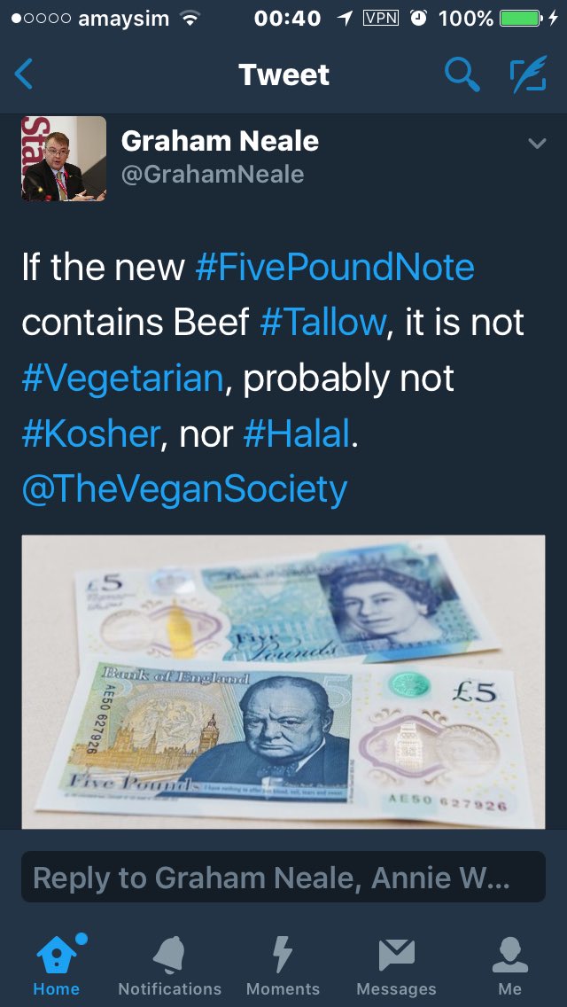AngryExile's tweet image. When you're so angry about trace tallow in #FivePoundNotes that you choose to believe Jews and Muslims and even secular veggies eat money.😂