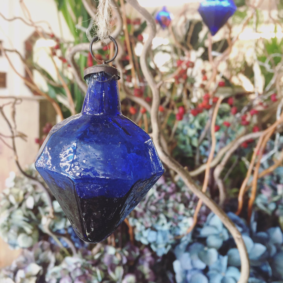 Hand blown glass Xmas decorations <a href="/BridgeFlowers/">Wadebridge Flowers</a> #blue #glass #blownglass