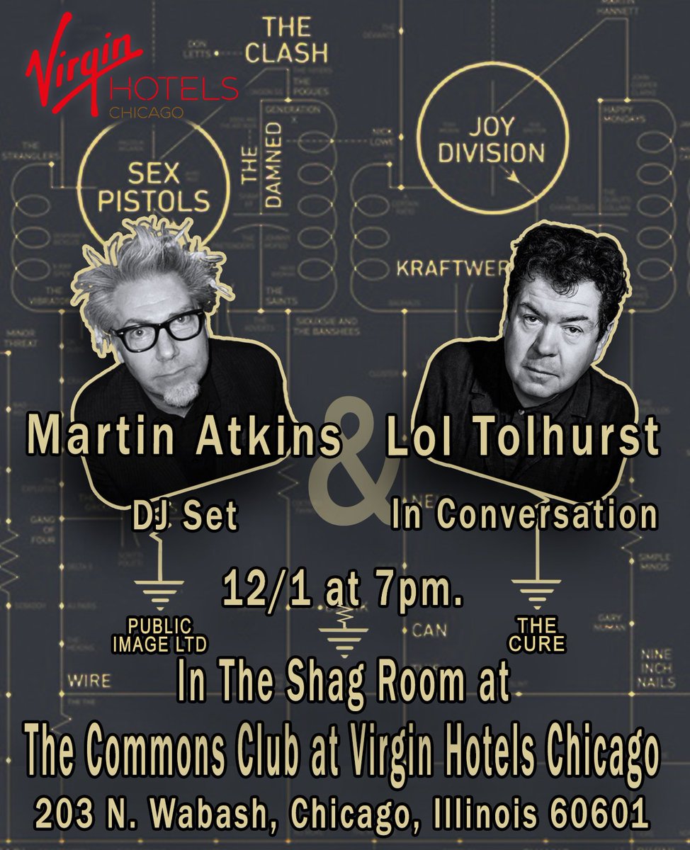 This Thursday: <a href="/LolTolhurst/">Lol Tolhurst</a> talks about his new book and life with #TheCure. <a href="/marteeeen/">Martin Atkins</a> is DJing. And The Shag Room just got even cooler.