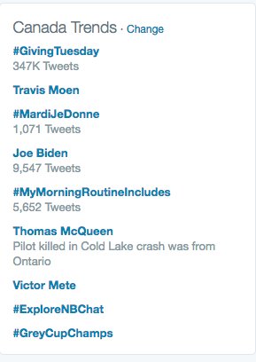 GIV3_Canada's tweet photo. Busy day for #GivingTuesdayCA and #MardiJeDonne - Top Trenders on Twitter / Top Tendances sur Twitter https://t.co/F9DelB2hpT