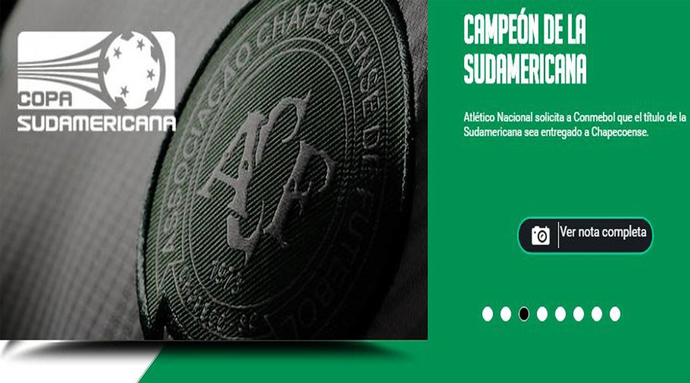 Precioso gesto: <a href="/nacionaloficial/">Atlético Nacional</a> quiere que #Chapecoense sea campeón de la Copa Sudamericana trib.al/Obi4l72