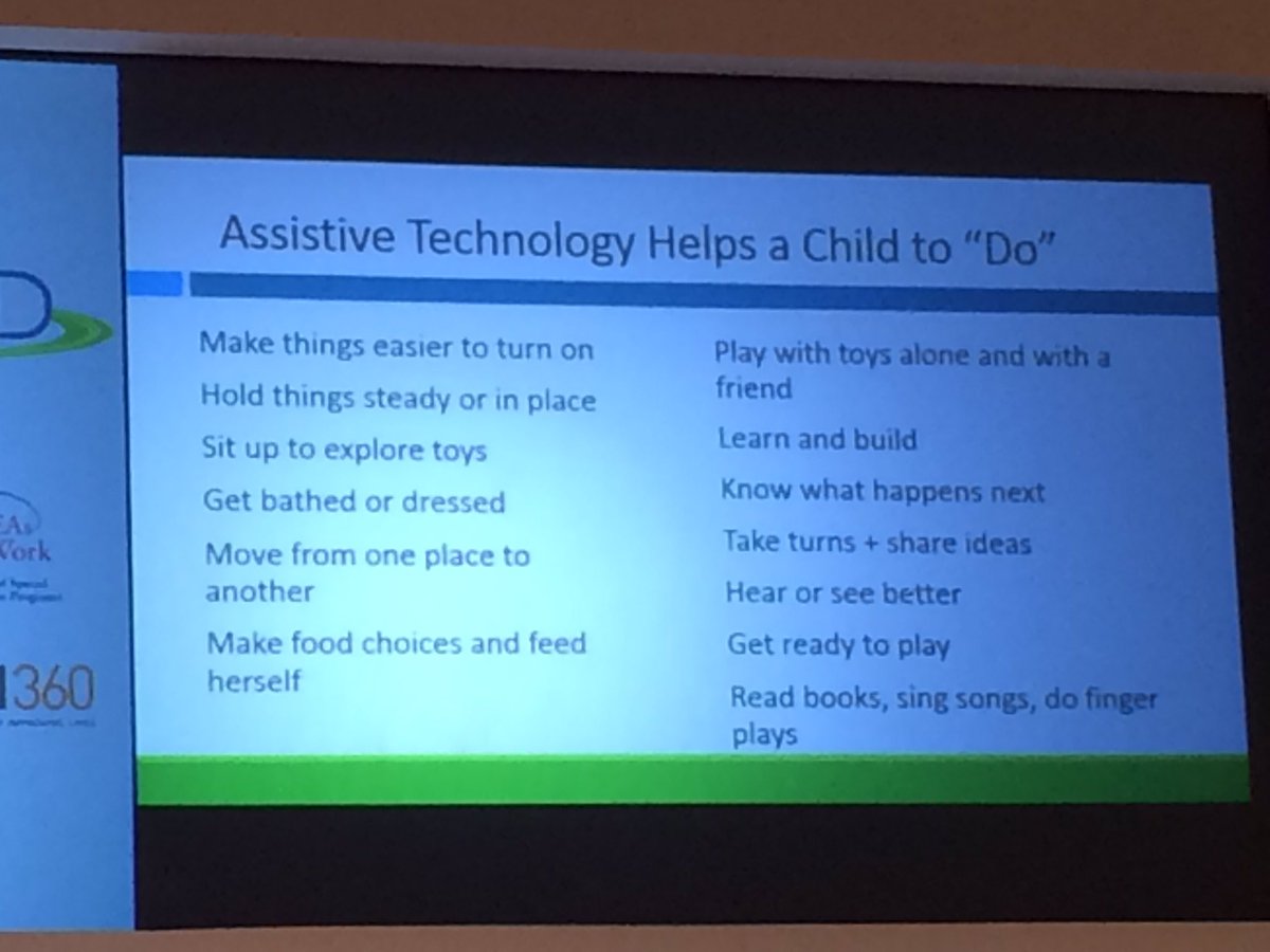 eileendombro's tweet photo. Great list of what counts as #AT and what it helps kids to accomplish! #ECtech16 https://t.co/9Vbi7txSZM