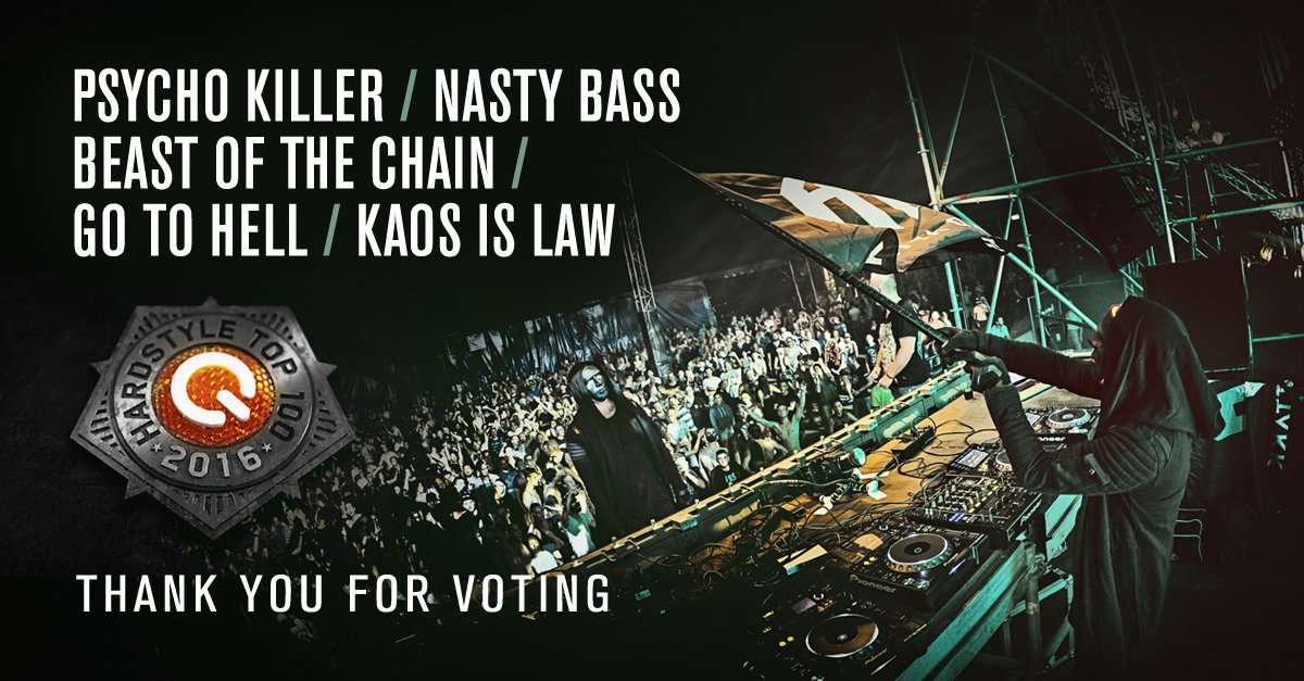 hardattakk's tweet photo. Dear fans! Don't forget to vote for one of our tracks for the Hardstyle Top 100 by @Q_dance #Hardattakk #hstop100 #qdance https://t.co/kzIdPJOBeV
