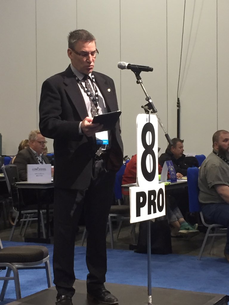 USWDistrict3's tweet photo. #USW Wood Council Chair Bob Matters tells #bcfed16 about value of BC's #workingforest workingforest.ca https://t.co/5eFApqkHvq