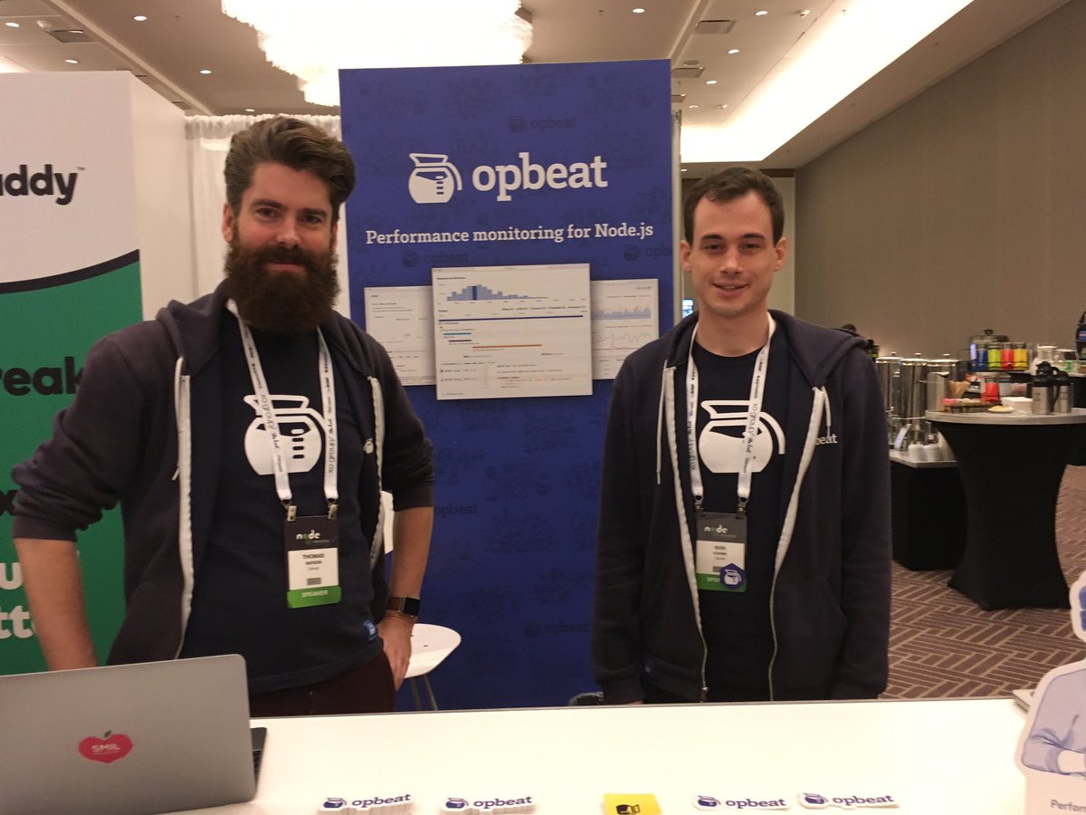 opbeat's tweet image. We&apos;re at #NodeInteractive and looking forward to hang out. 

Swing by for a t-shirt and a demo ☕️