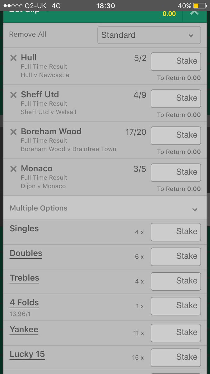Tonight 4 fold just under 14/1 !!!