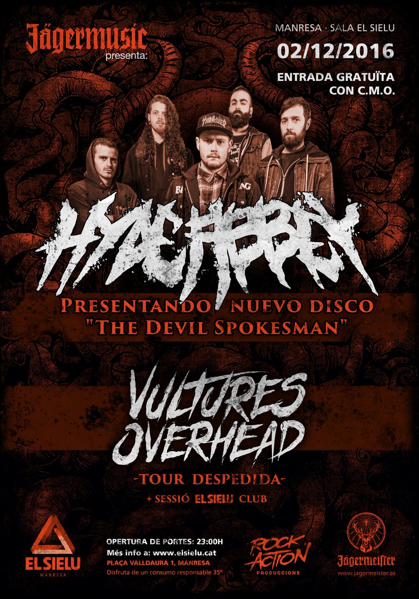 Este viernes, en <a href="/elsielumanresa/">EL SIELU</a>, concierto de nuestros amigos de <a href="/HydeAbbey/">Hyde Abbey</a> + <a href="/vulturesbcn/">Vultures Overhead</a>. ¡Qué ganas!