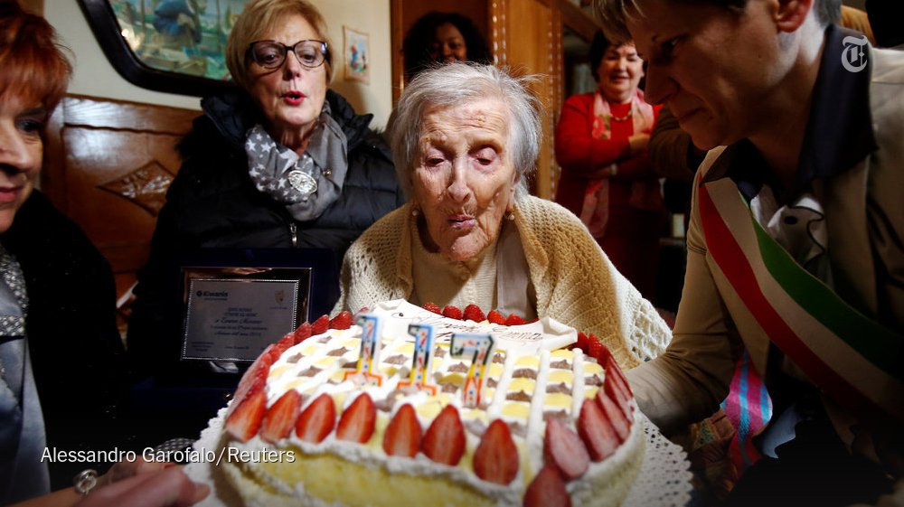 nytimesworld's tweet photo. Emma Morano turns 117. Her secret to longevity? She says it's raw eggs and remaining single https://t.co/8KKuaPqVaf https://t.co/XZm2kufwW3