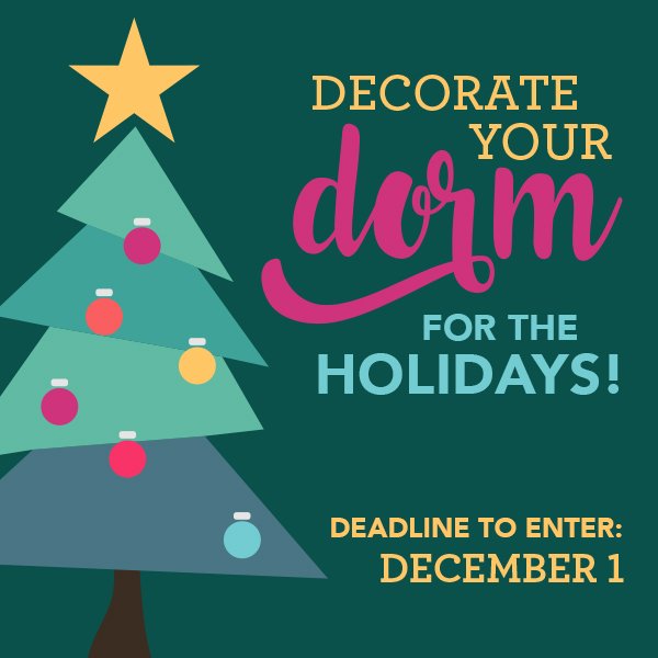 ClarkeU's tweet photo. Email Bailey Theisen to enter. Winners receive a $25 gift card to the bookstore! #ClarkeU #DormDecorating #HolidayDecorating https://t.co/IkrRIiS9nz