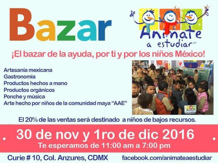 TuiterosXMexico's tweet photo. Es un#BazarConCausa 30 de nov y 1 de dic #AnimateAyudar https://t.co/qAepudRkbY