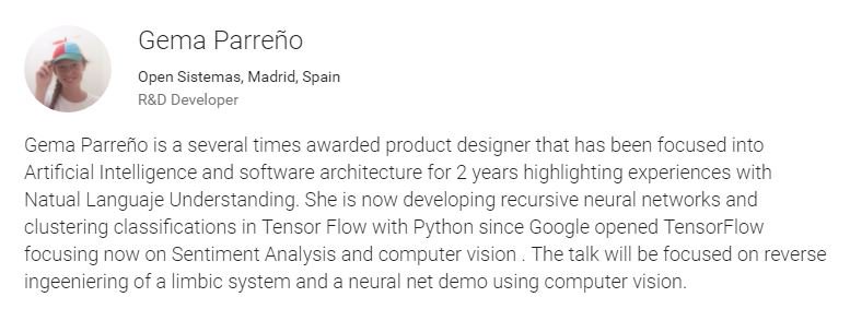 opensistemas's tweet photo. Next Friday just learn about Tensor Flow with our Data Scientist @SoyGema! She will be at #GDGDevFest2016!: https://t.co/TAmFp2b4vX https://t.co/feCgQ4TlBM