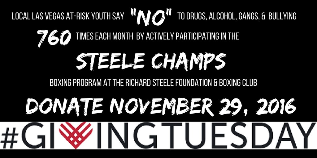 Today is #GivingTuesday. Please support my <a href="/SteeleChamps/">R. Steele Foundation</a> &amp; #RockSteadyBoxing programs by donating now! #LasVegas ow.ly/5gaH306D797