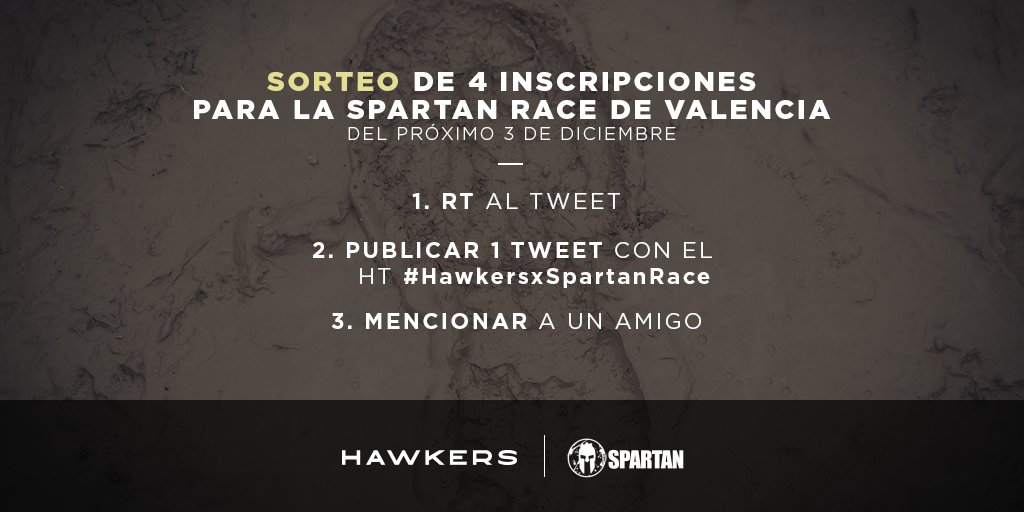 HawkersCo's tweet photo. Vamos a sortear 4 inscripciones para @SpartanRaceEsp en total

Una cada 10 minutos.

El HT será #HawkersxSpartanRace https://t.co/lhbQx7wdJv