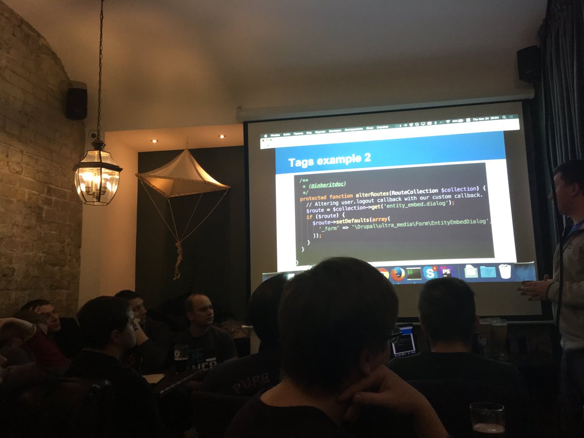drupalway's tweet photo. Kyiv Drupal cafe at @TheEngineerPub, great speakers, friendly atmosphere and tasty food ) https://t.co/3MYmWifwCW