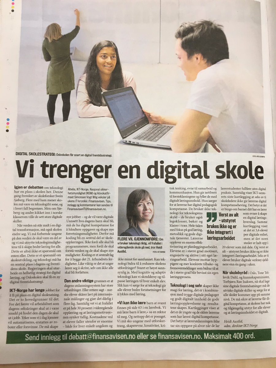 stesonst's tweet photo. Den digitale transformasjonen må også treffe den norske skolen @IKTNorge @Finansavisen @AteaNorge https://t.co/heYq4z1xez