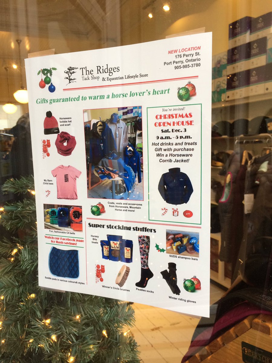 RidgesTackShop's tweet photo. Don't forget to come by for our Christmas Open House this Saturday. Fill out a draw ballot to win a Horseware Corrib jacket! https://t.co/4CvooKxdS8